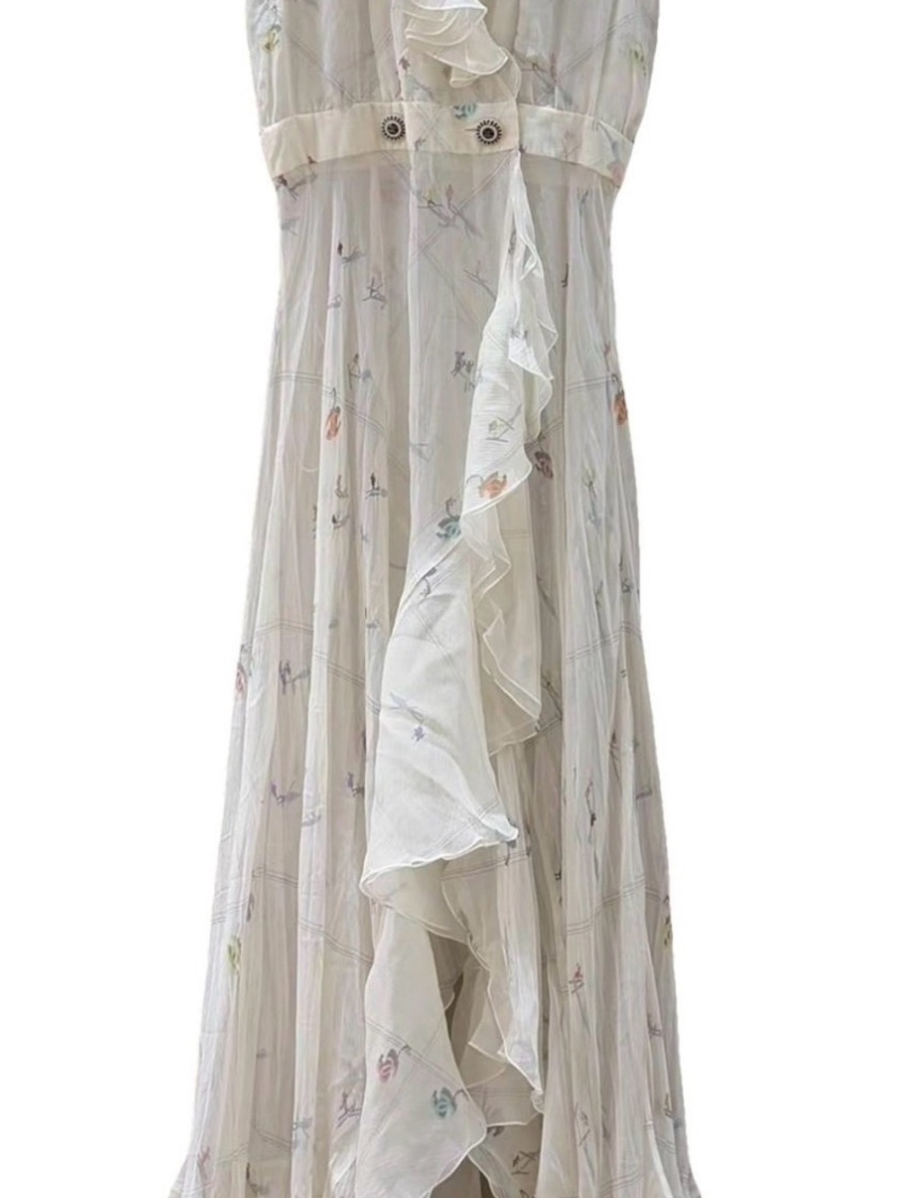 Chanel Light Ruffle Maxi Dress in Ivory